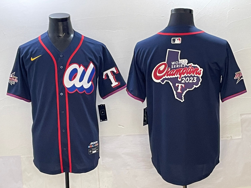 Men 2025 Texas Rangers blank blue Nike MLB All Star jersey style 5->texas rangers->MLB Jersey
